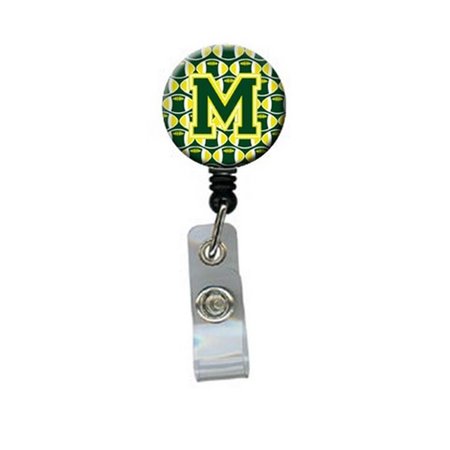 CAROLINES TREASURES Letter M Football Green and Yellow Retractable Badge Reel CJ1075-MBR